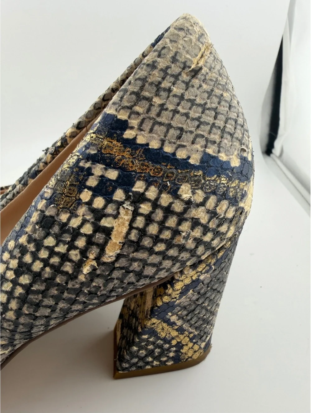 Charles David Arsenal Point Toe Block Pump - Light Lilac Metallic Snakeskin